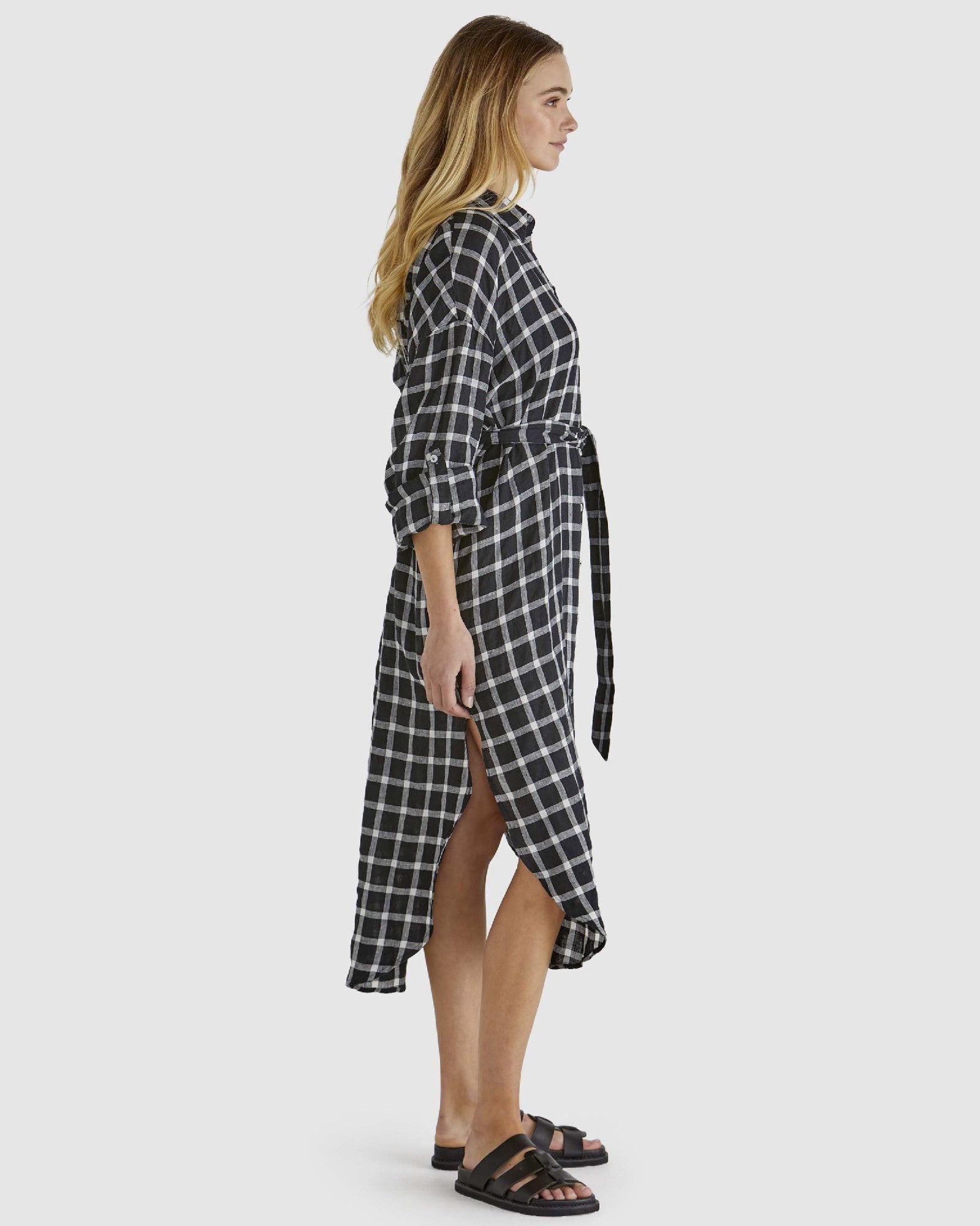 Sass Beau Shirt Dress Black Check [sz:8]