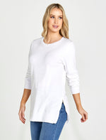 Load image into Gallery viewer, Sass Peggy Side Zip Knit Top White *sale*
