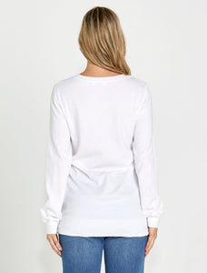 Sass Peggy Side Zip Knit Top White *sale*