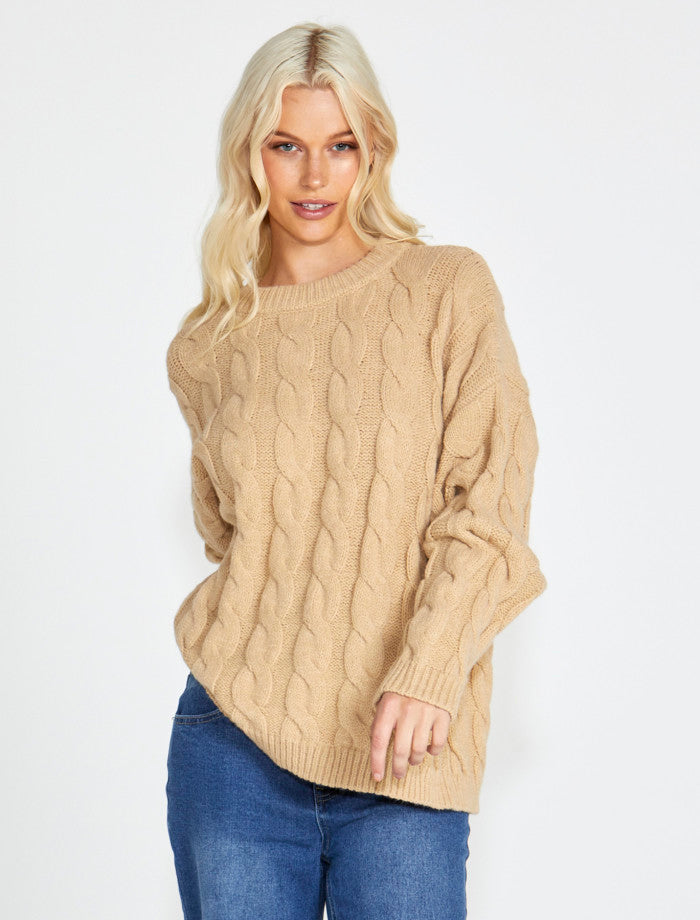 Sass Felicity Cable Knit Top Oatmeal *sale*