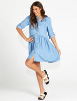 Load image into Gallery viewer, Sass Willow Shirt Dress Blue Wash
