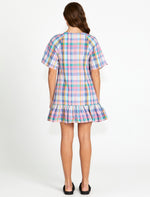 Load image into Gallery viewer, Sass Soleil Frill Hem Mini Dress Pastel Check
