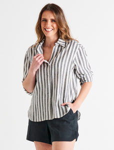 Betty Basics Caprice Shirt Black/white Stripe