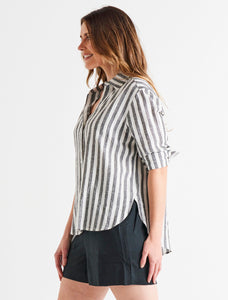 Betty Basics Caprice Shirt Black/white Stripe