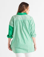 Load image into Gallery viewer, Betty Basics Quinn Shirt Green Stripe Block
