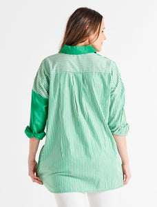 Betty Basics Quinn Shirt Green Stripe Block