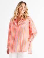 Load image into Gallery viewer, Betty Basics Quinn Shirt Sundown Stripe *sale*
