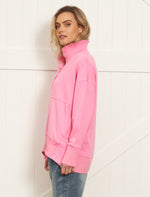 Load image into Gallery viewer, Betty Basics Sadie Sporty Button Up Cotton Sweat - Bright Pink [sz:8]
