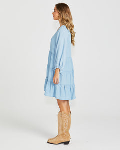 Sass Davie Tiered Dress Chambray [sz:8]