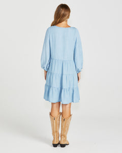 Sass Davie Tiered Dress Chambray [sz:8]