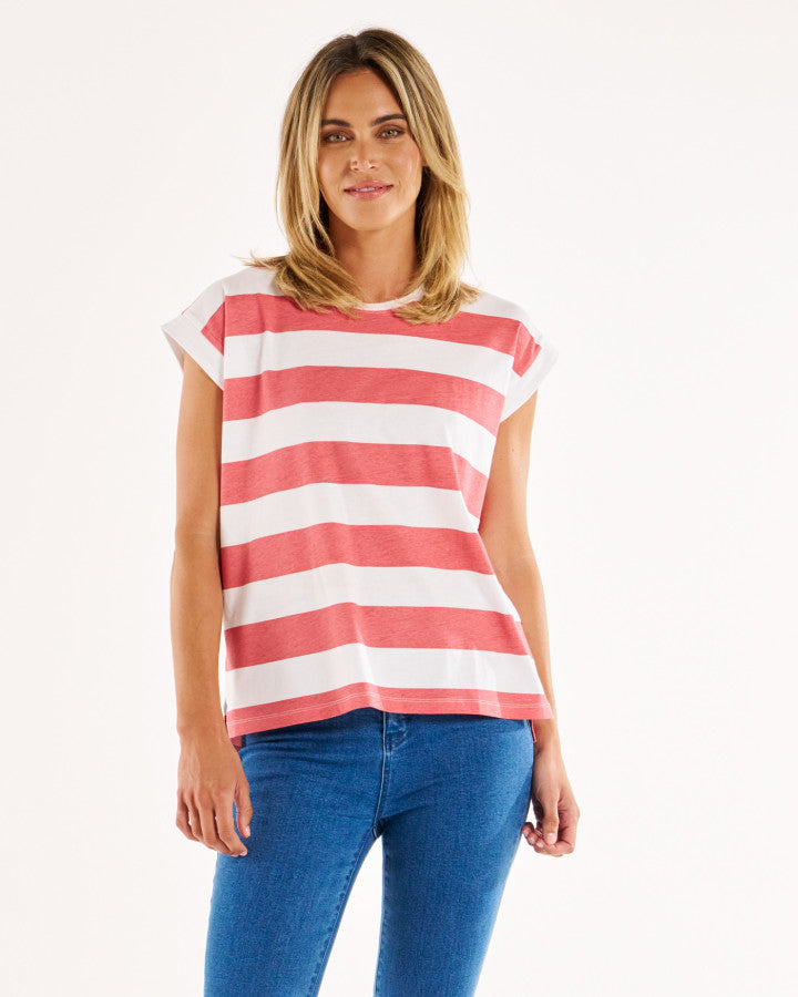 Betty Basics Michaela Top Dusty Rose Stripe [sz:6]