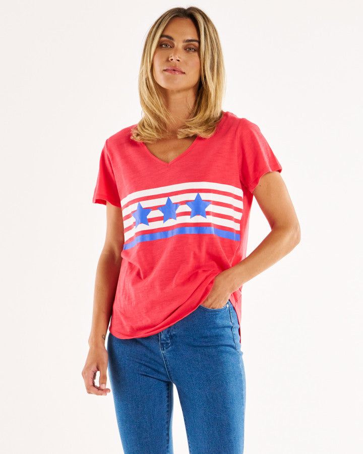 Betty Basics Amber Print Tee Star Race Stripe [sz:8]