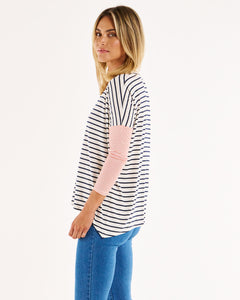 Betty Basics Geneva Tee Blue/red Stripe [sz:8]