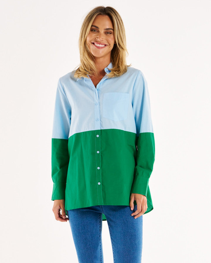 Betty Basics Splice Shirt Green/blue Splice [sz:8]