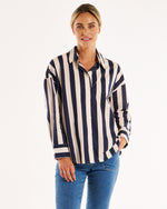 Load image into Gallery viewer, Betty Basics Stripe Shirt Navy Stripe [sz:8]
