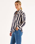 Load image into Gallery viewer, Betty Basics Stripe Shirt Navy Stripe [sz:8]
