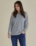Load image into Gallery viewer, Betty Basics Hendrix Ribbed Long Sleeve Tee Black/white Stripe [sz:8]
