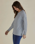 Load image into Gallery viewer, Betty Basics Hendrix Ribbed Long Sleeve Tee Black/white Stripe [sz:8]
