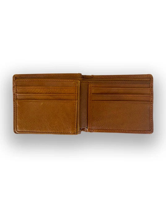 Mens Republic Leather Wallet And Keyring Set - Brown