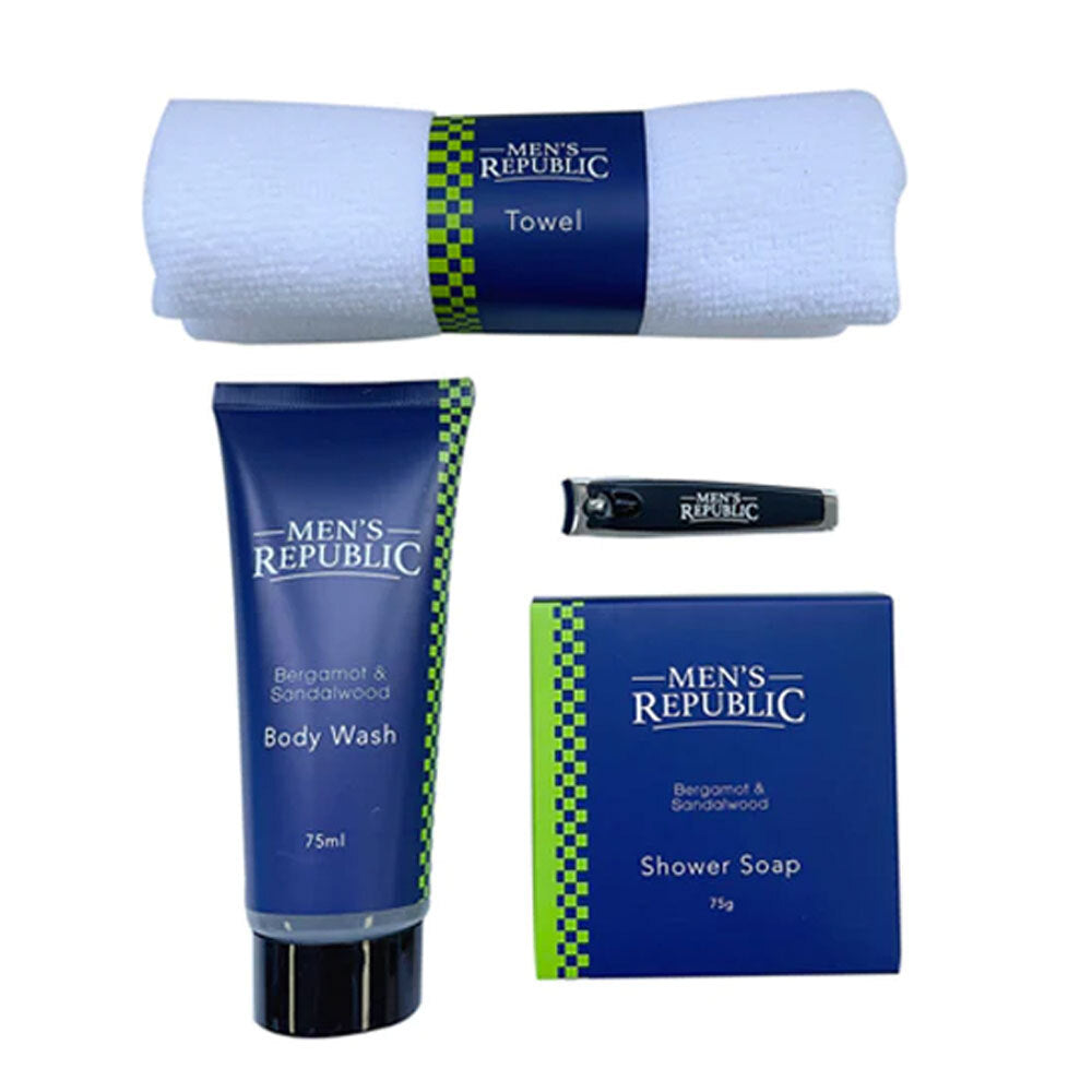 Mens Republic Grooming Kit - 4 Pcs Body Wash With Nail Clipper