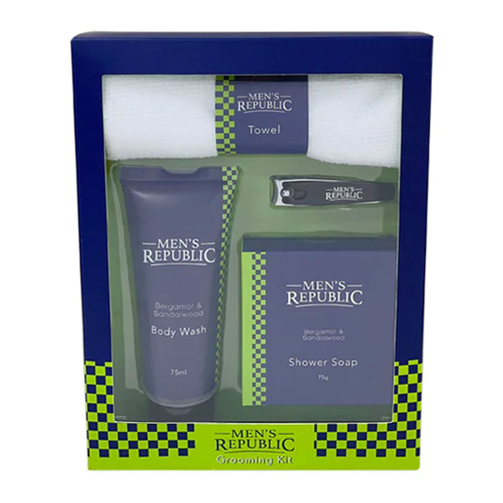 Mens Republic Grooming Kit - 4 Pcs Body Wash With Nail Clipper