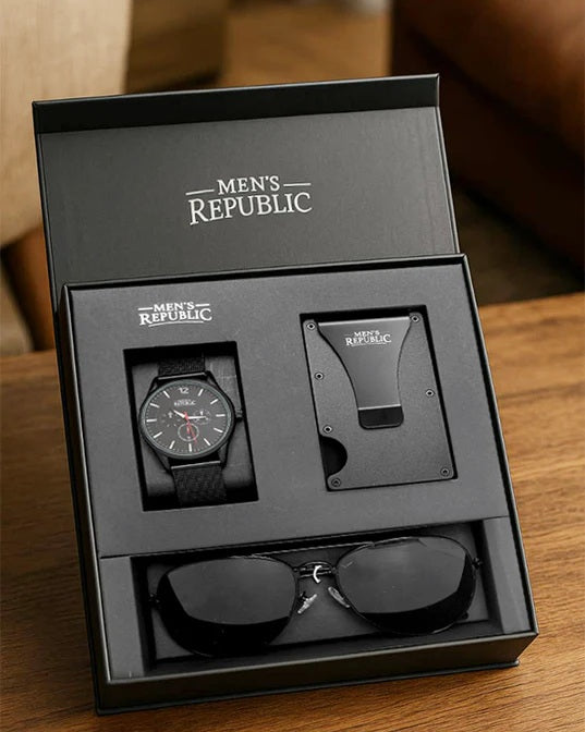 Mens Republic Watch Set With Card Wallet And Sunglasses