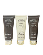 Load image into Gallery viewer, Mens Republic Grooming Kit In Soft Faux Leather Toiletry Bag - 4 Pc Body And Face Wash
