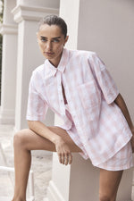 Load image into Gallery viewer, Gingerlilly Paris Cotton Check Pj Short Set - Pink *sale*
