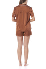 Load image into Gallery viewer, Gingerlilly Amy Brown Satin Pyjama Short Set *sale*
