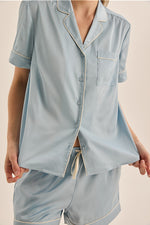 Load image into Gallery viewer, Gingerlilly Sonia Blue Satin Pj Short Set [sz:s]
