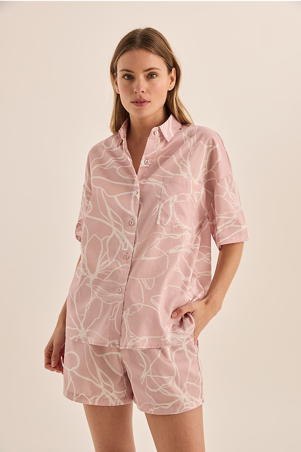 Gingerlilly Milana Pink Cotton Floral Pj Set [sz:xs]