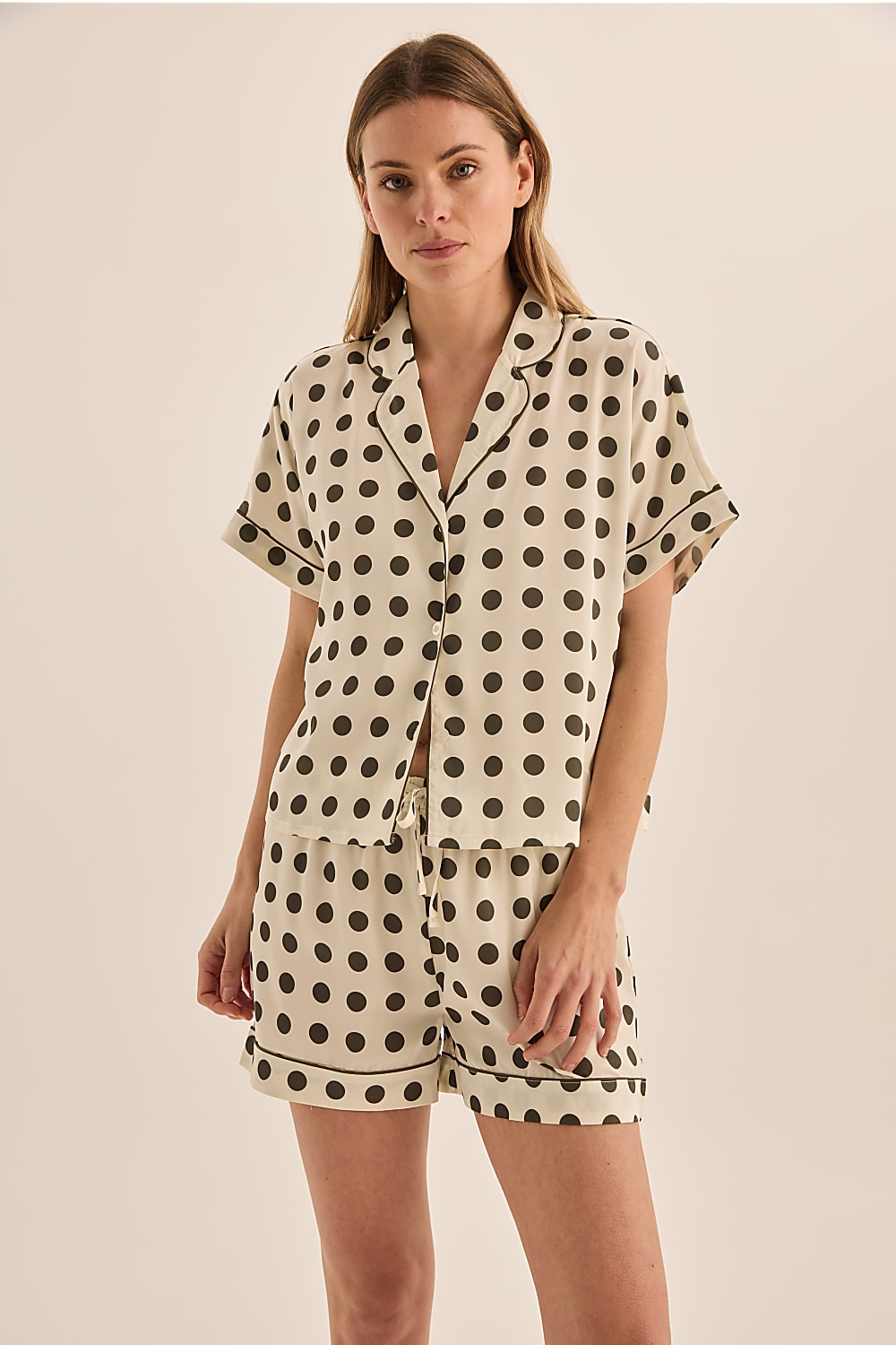 Gingerlilly Jillian Olive Spot Pj Short Set [sz:s]