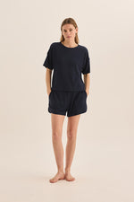 Load image into Gallery viewer, Gingerlilly Olivia Navy Waffle Short Pj Set [sz:xs]
