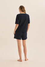 Load image into Gallery viewer, Gingerlilly Olivia Navy Waffle Short Pj Set [sz:xs]
