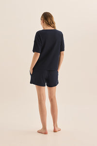 Gingerlilly Olivia Navy Waffle Short Pj Set [sz:xs]