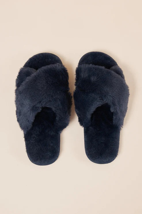 Gingerlilly Milan Plush Slipper Navy [sz:s]