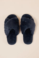 Load image into Gallery viewer, Gingerlilly Milan Plush Slipper Navy [sz:s]

