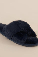 Load image into Gallery viewer, Gingerlilly Milan Plush Slipper Navy [sz:s]
