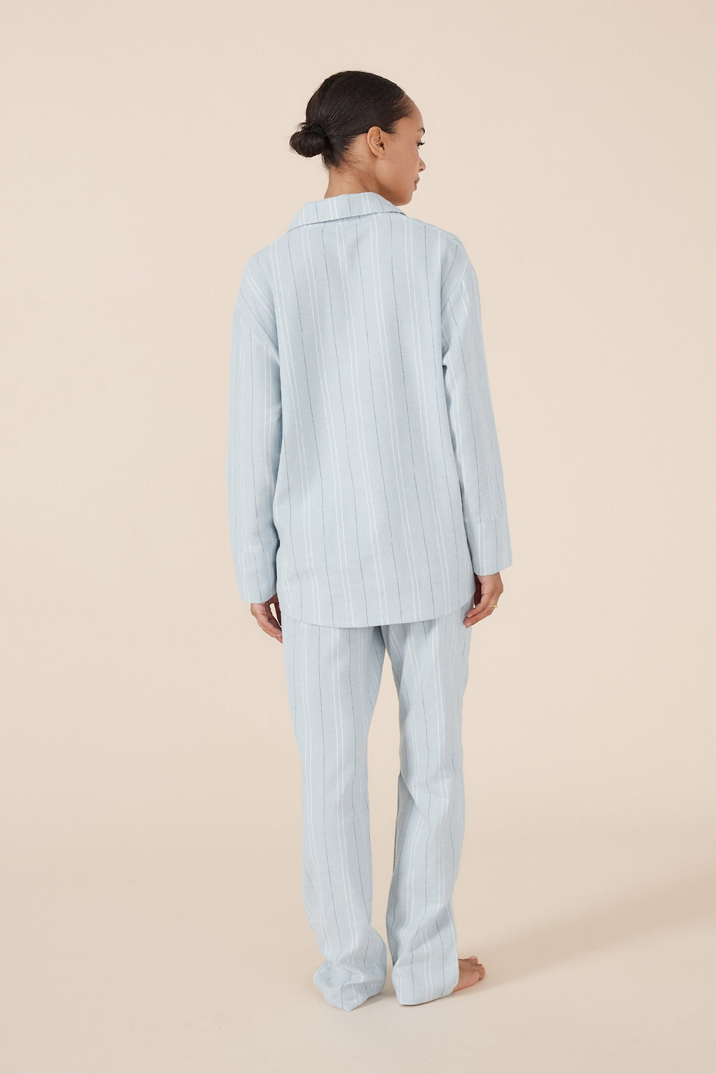 Gingerlilly Amelie Stripe Cotton Long Pyjama Set Blue [sz:s]