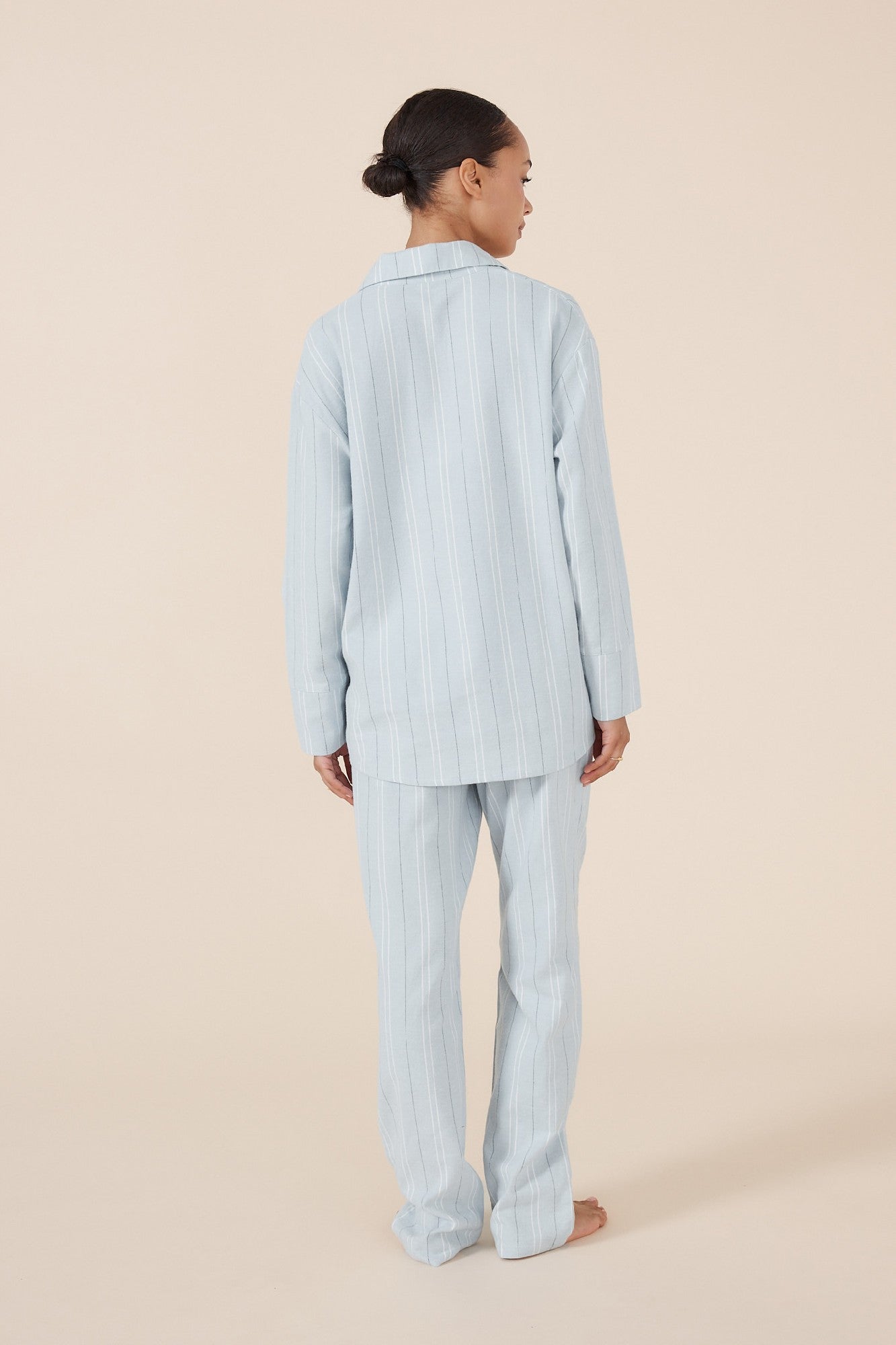 Gingerlilly Amelie Stripe Cotton Long Pyjama Set Blue [sz:s]