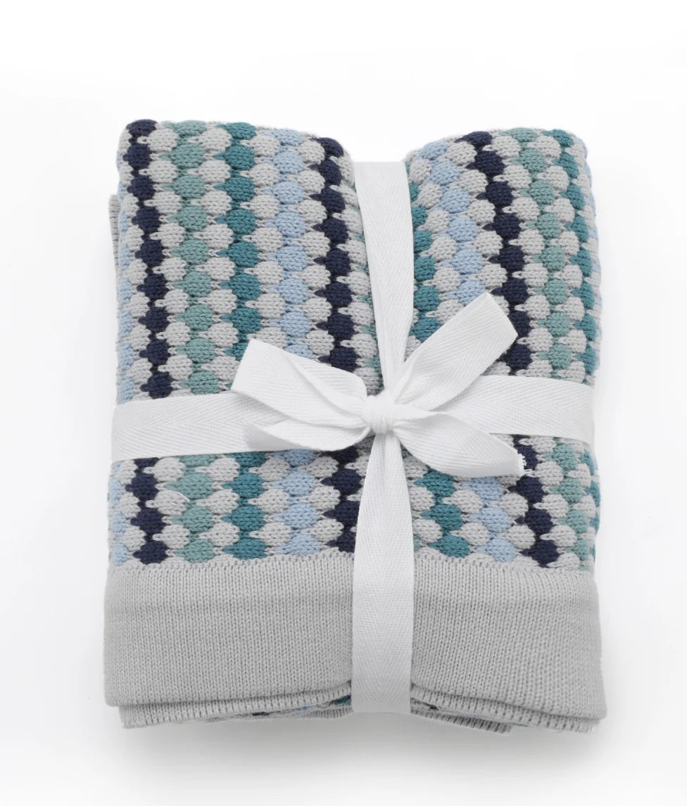 Nana Huchy Confetti Stripe Baby Blanket - Blue
