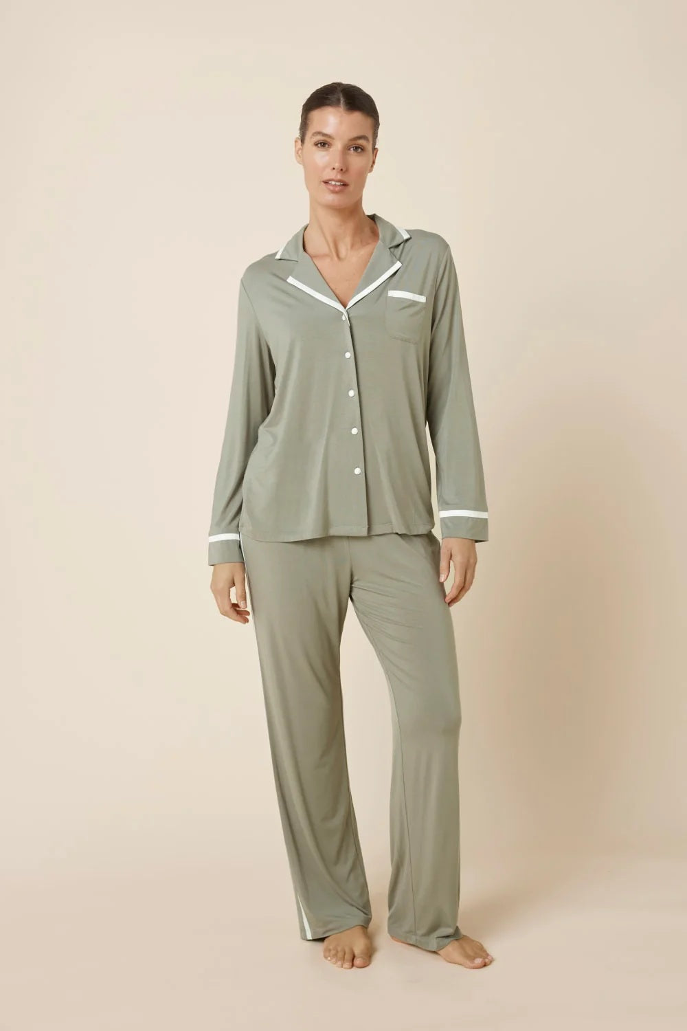 Gingerlilly Grace Bamboo Pj Set Olive [sz:s]