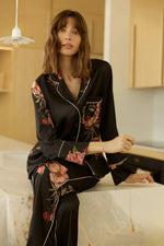Load image into Gallery viewer, Gingerlilly Ruby Floral Satin Pj Set Black [sz:s]
