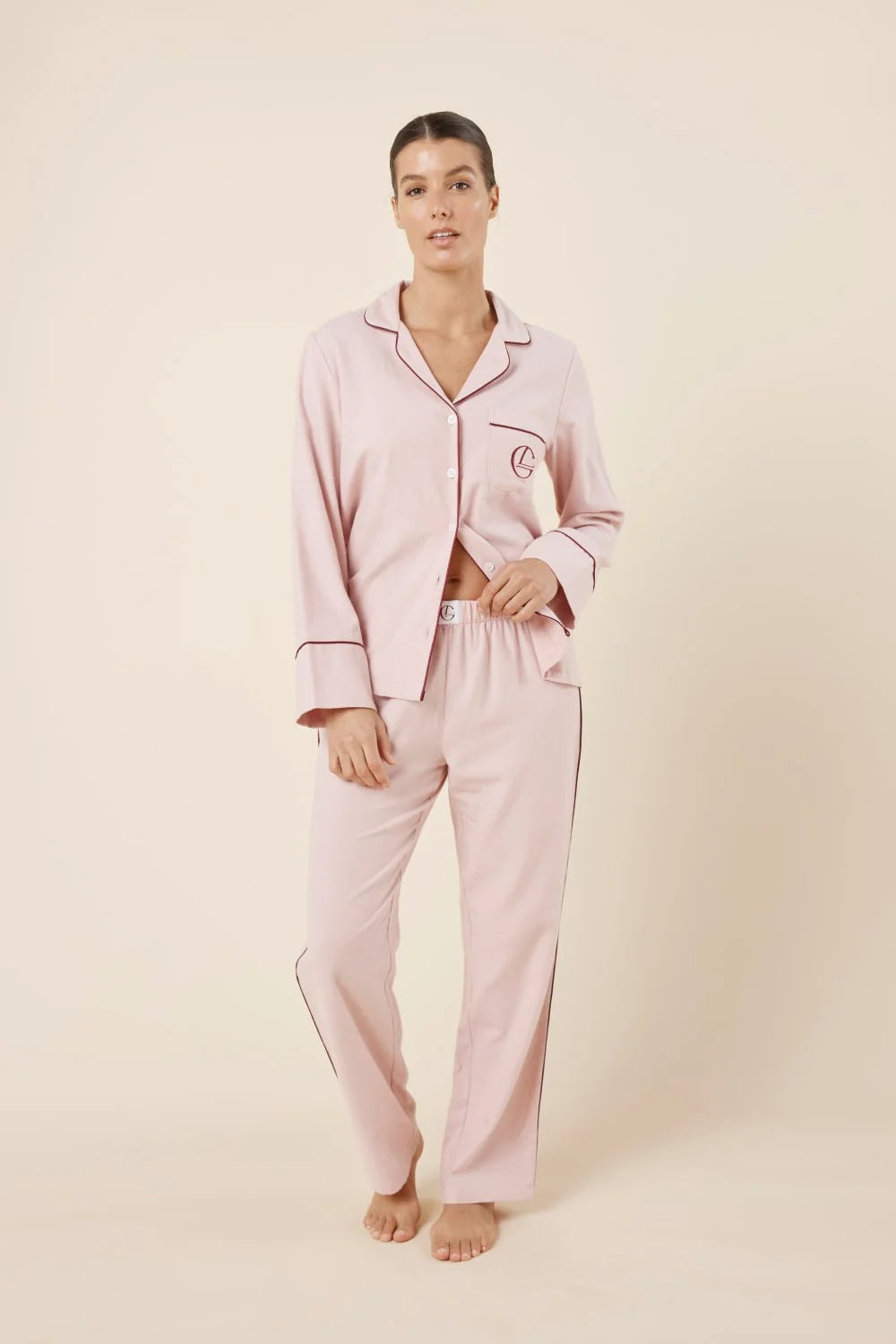 Gingerlilly Isabella Brushed Cotton Pj Set - Pink [sz:s]