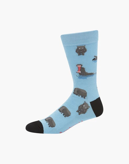 Bamboozld Mens Hungry Hippo Bamboo Sock Sky R7-11