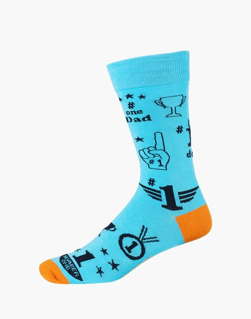 Bamboozld Mens Number One Dad Bamboo Sock Blue R7-11