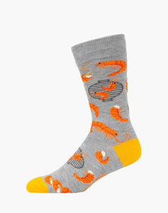 Bamboozld Mens Shrimp On The Barbie Bamboo Sock Grey Marle R7-11