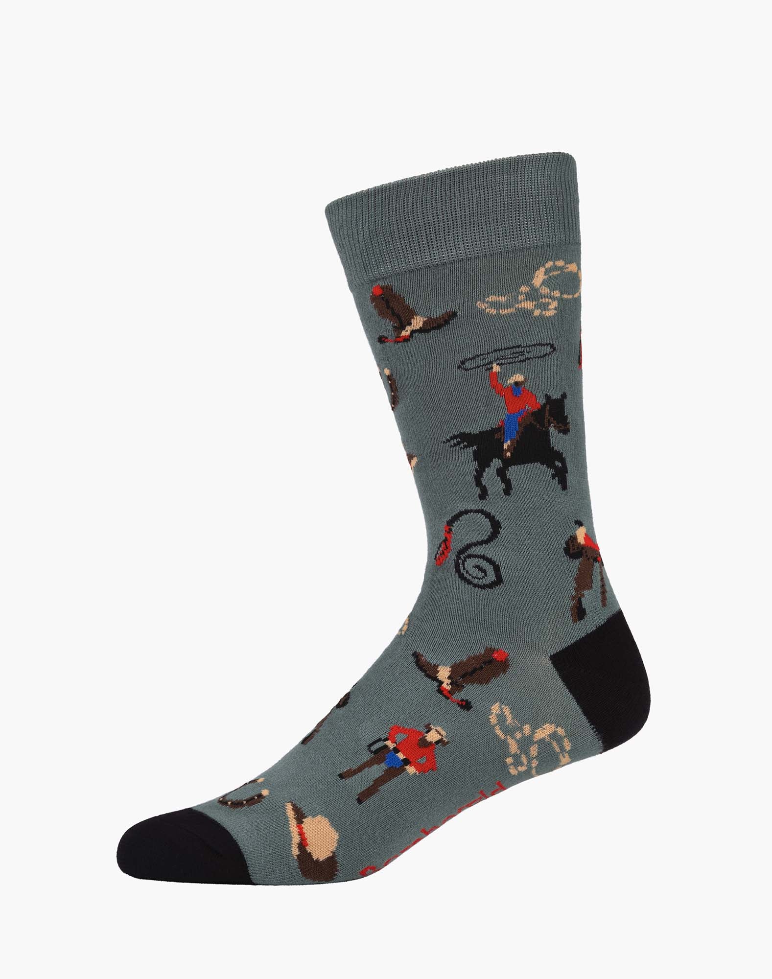 Bamboozld Mens Ride Em Cowboy Bamboo Sock Khaki R7-11