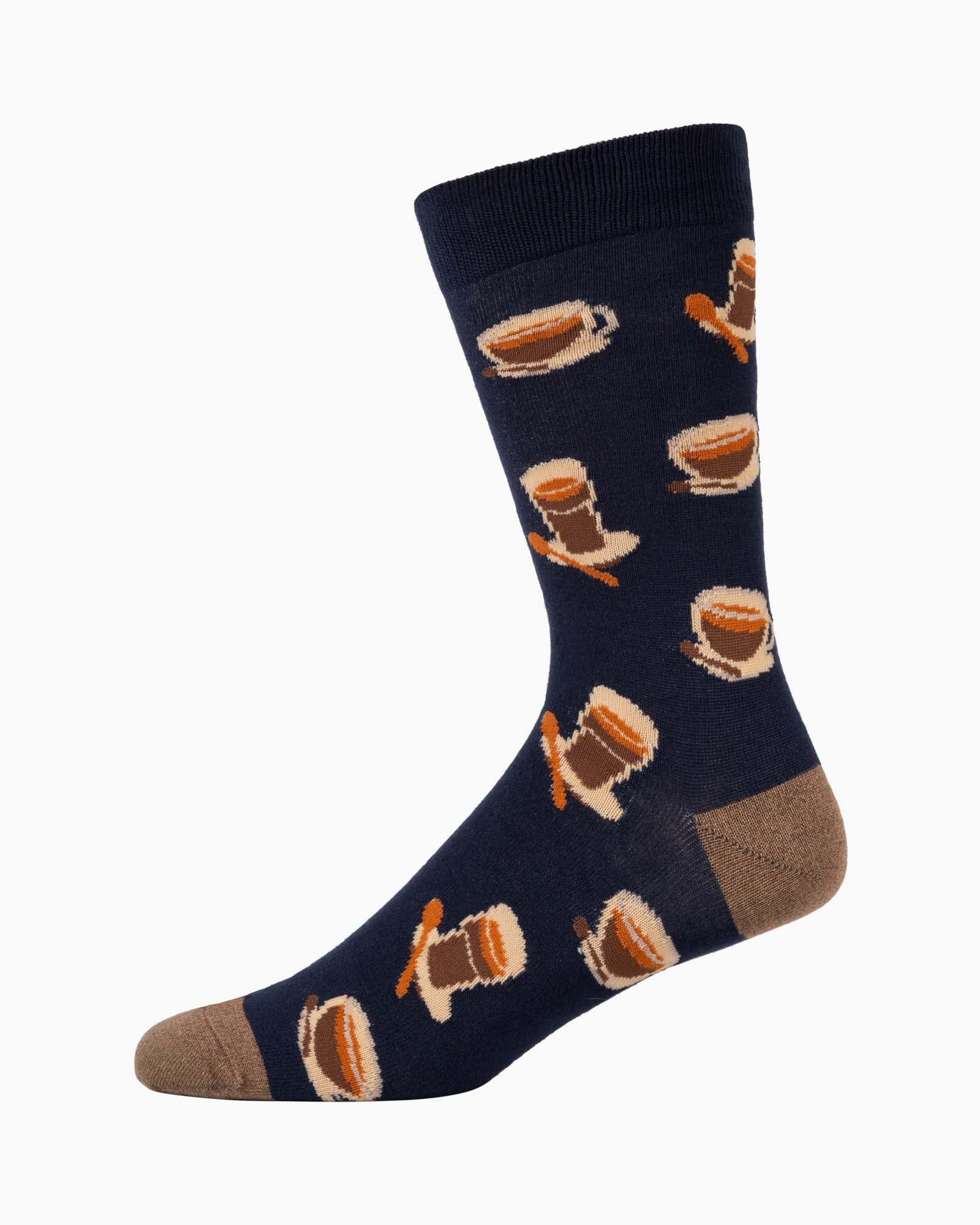 Bamboozld Mens No Coffee No Talkie Bamboo Sock - Navy Sz7-11