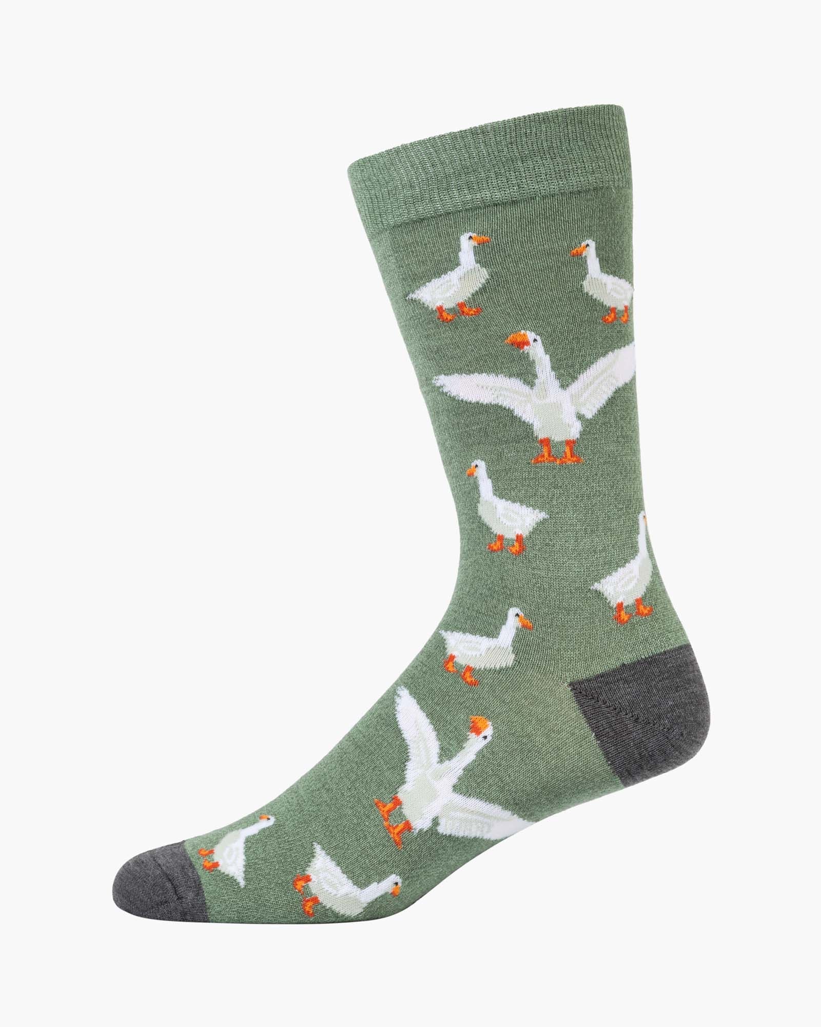Bamboozld Mens Geese Bamboo Sock - Twist Khaki Sz7-11